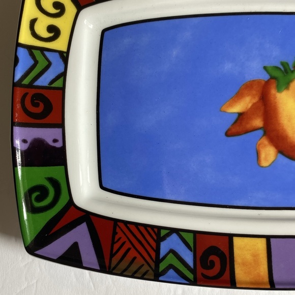 🌹Sue Zipkin rectangular ceramic serving platter, Mosaic trim, Hot peppers 7x11” - Picture 13 of 14